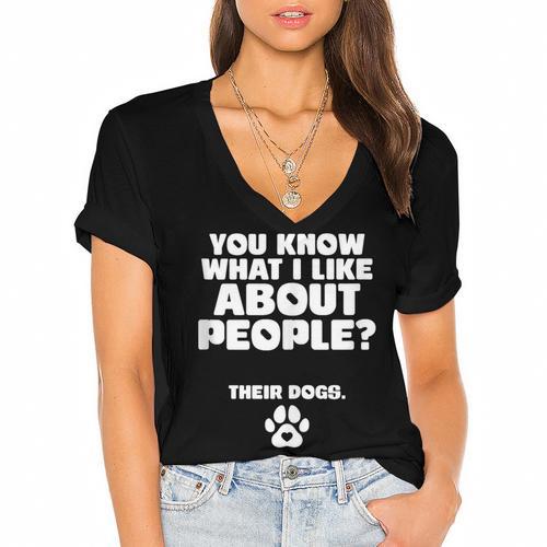 Introvert Animal Dog Owner Women's Jersey Short Sleeve Deep V-Neck Tshirt - Raresse