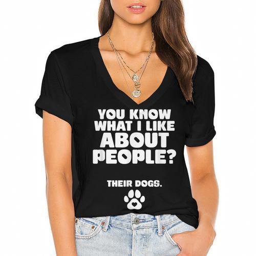 Introvert Animal Dog Owner Women's Jersey Short Sleeve Deep V-Neck Tshirt - Raresse