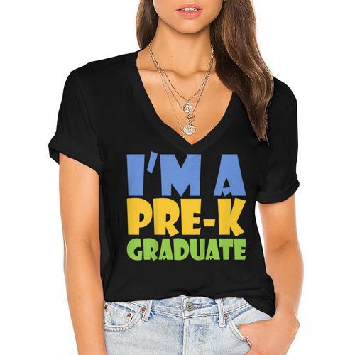Kids Pre-K Graduate Shirt For Graduation 2018 Women's Jersey Short Sleeve Deep V-Neck Tshirt				 - Best Gift Smart