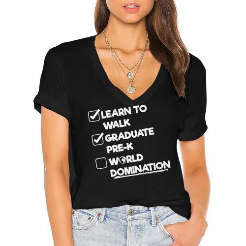 Kids Pre-K Graduation Idea For Boys & Girls Women's Jersey Short Sleeve Deep V-Neck Tshirt - Best Gift Smart