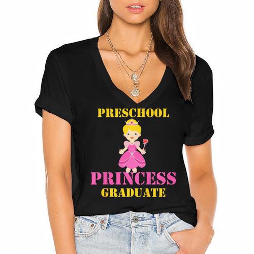 Kids Princess Graduate Prek Preschool Graduation Tshirt For Girls Women's Jersey Short Sleeve Deep V-Neck Tshirt				 - Best Gift Smart