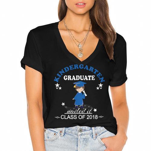 Kindergarten Graduation Shirts 2018-Nailed It Tee Women's Jersey Short Sleeve Deep V-Neck Tshirt				 - Best Gift Smart