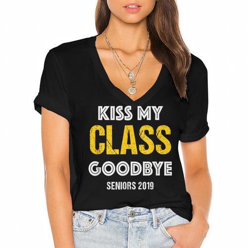 Kiss My Class Goodbye Shirt 2019 Graduation Shirt Women's Jersey Short Sleeve Deep V-Neck Tshirt				 - Best Gift Smart