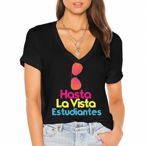 Last Day Of School Spanish Teacher Graduation T-Shirt For Men Women Kids Women's Jersey Short Sleeve Deep V-Neck Tshirt				 - Best Gift Smart