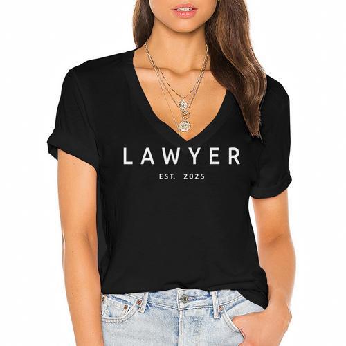 Lawyer Est 2025 Men Women Attorney Law School Graduation Women's Jersey Short Sleeve Deep V-Neck Tshirt - Best Gift Smart