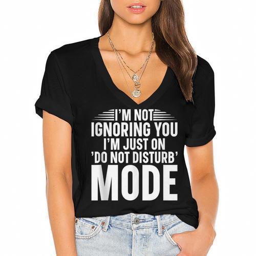 Leave Me Alone Tee Introvert Humor Women's Jersey Short Sleeve Deep V-Neck Tshirt - Raresse