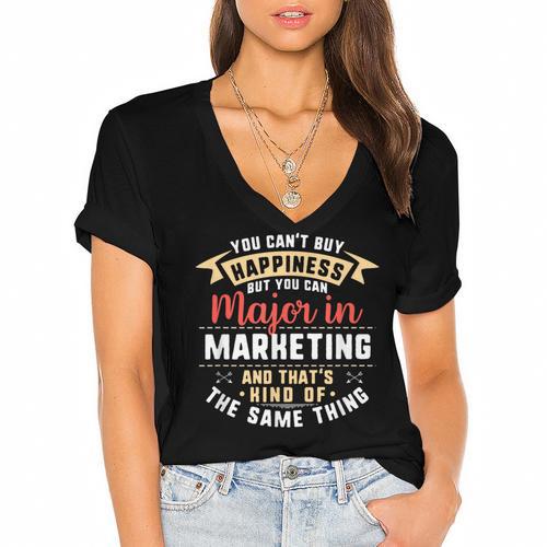 Marketing Major Student Shirt Graduation College Women's Jersey Short Sleeve Deep V-Neck Tshirt				 - Best Gift Smart