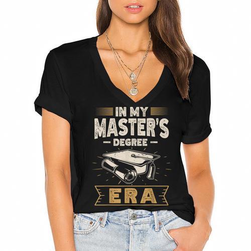 Master’s Degree Era MBA Masters Degree Graduation Women's Jersey Short Sleeve Deep V-Neck Tshirt - Best Gift Smart