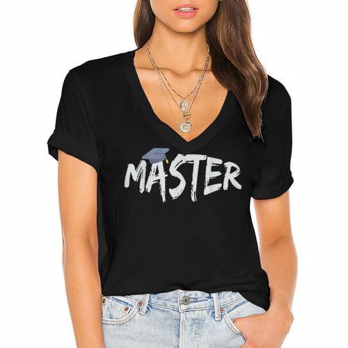 Masters Degree Master Graduation Graduate School Women's Jersey Short Sleeve Deep V-Neck Tshirt				 - Best Gift Smart