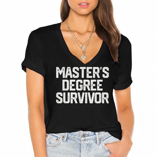 MASTER'S DEGREE SURVIVOR Graduation Grad College Women's Jersey Short Sleeve Deep V-Neck Tshirt				 - Best Gift Smart