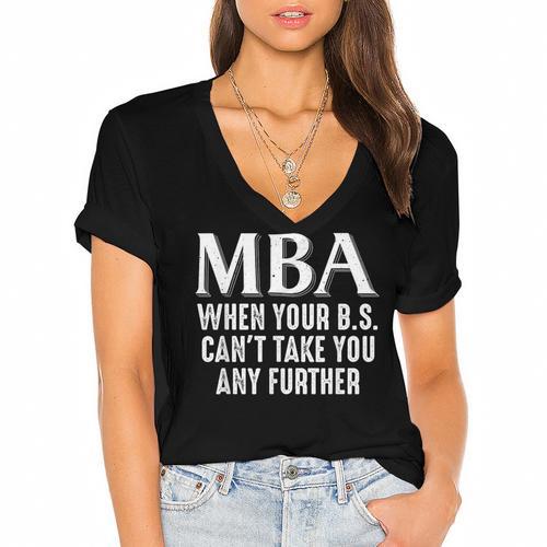 MBA For Men Women Master Degree Graduation Day Women's Jersey Short Sleeve Deep V-Neck Tshirt				 - Best Gift Smart