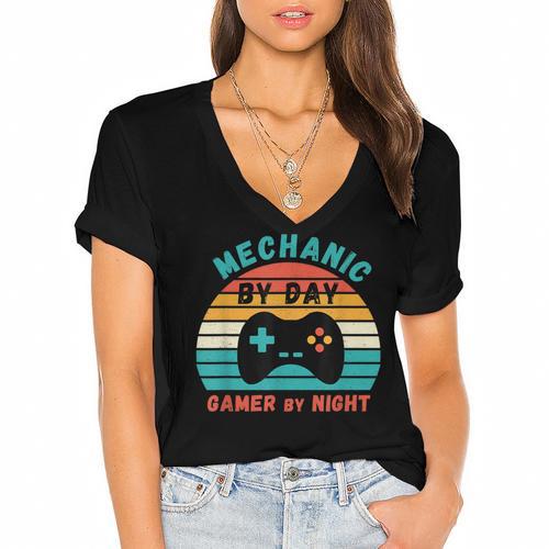 Mechanic Birthday For Graduation Or Christmas Women's Jersey Short Sleeve Deep V-Neck Tshirt				 - Best Gift Smart