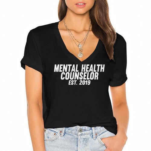 Mental Health Counselor Graduation Women's Jersey Short Sleeve Deep V-Neck Tshirt				 - Best Gift Smart