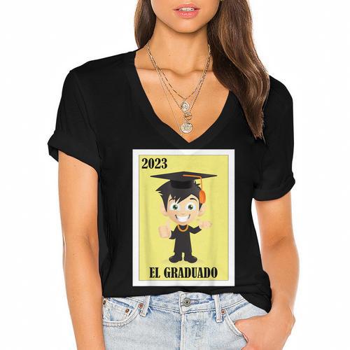 Mexican For Graduation El Graduado 2023 Women's Jersey Short Sleeve Deep V-Neck Tshirt				 - Best Gift Smart