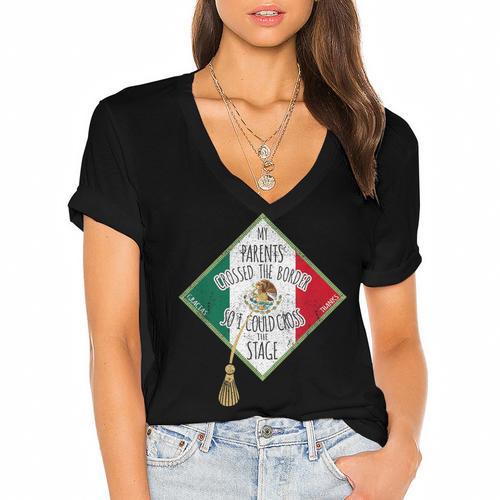 Mexican Pride Graduation 2019 Tshirt Women's Jersey Short Sleeve Deep V-Neck Tshirt - Best Gift Smart