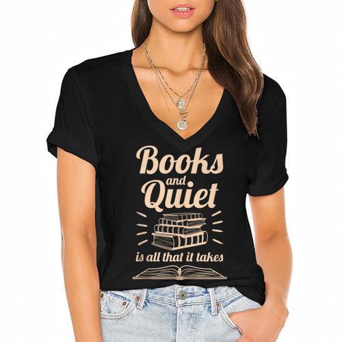 Mindfulness Reading Book Nerd Book Lover Bookworm Introverts Women's Jersey Short Sleeve Deep V-Neck Tshirt - Raresse
