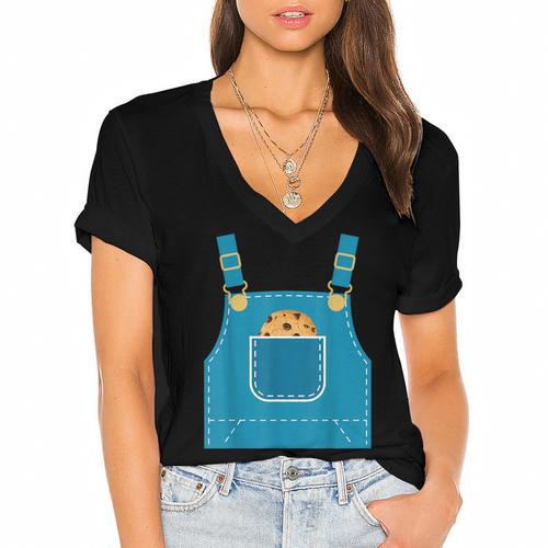 Mouse Halloween Costume Book Cookie Teacher Student Women's Jersey Short Sleeve Deep V-Neck Tshirt				 - Bookorys AU