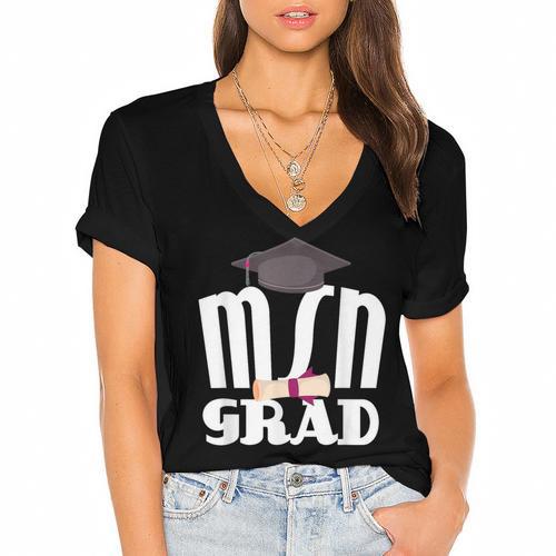 MSN Masters Graduation Men Women Son Daughter Women's Jersey Short Sleeve Deep V-Neck Tshirt				 - Best Gift Smart