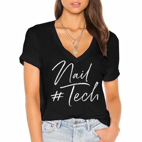 Nail Tech Graduation Nail Technician Nail Tech Women's Jersey Short Sleeve Deep V-Neck Tshirt				 - Best Gift Smart