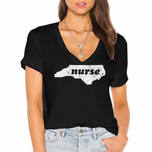 North Carolina Nursing Nurse Graduation Women's Jersey Short Sleeve Deep V-Neck Tshirt - Best Gift Smart