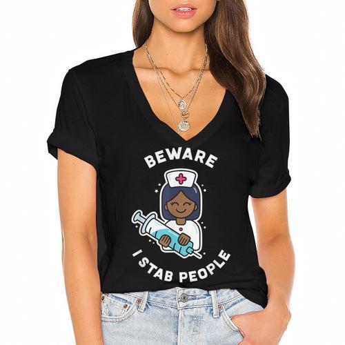 Nurse & Graduation Women's Jersey Short Sleeve Deep V-Neck Tshirt				 - Best Gift Smart