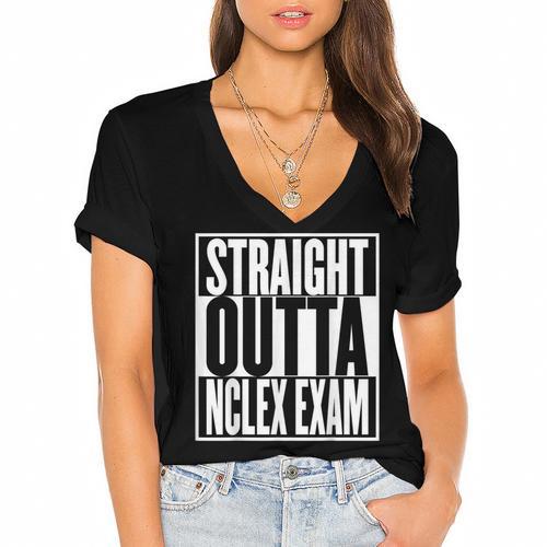 Nurse The Straight Outta NCLEX Graduation RN Gift Tshirt Women's Jersey Short Sleeve Deep V-Neck Tshirt				 - Best Gift Smart