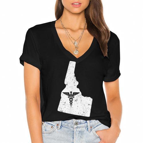 ON Nurse T Shirt Nurse Graduation Idaho Women's Jersey Short Sleeve Deep V-Neck Tshirt - Best Gift Smart