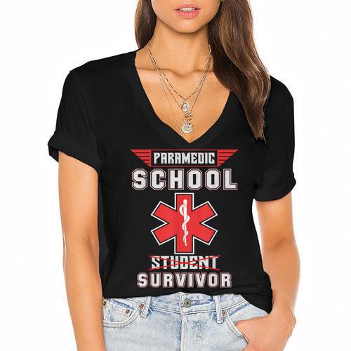 Paramedic School Graduation Shirt Survivor Women's Jersey Short Sleeve Deep V-Neck Tshirt				 - Best Gift Smart