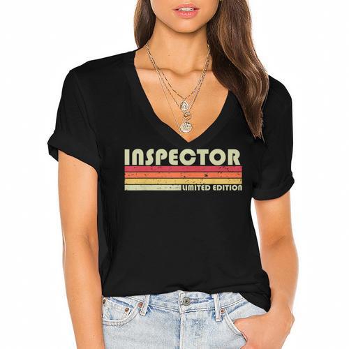 Personal Christmas Retro Vintage Graduation Inspector Job Title Profession Birthday Worker Idea Women's Jersey Short Sleeve Deep V-Neck Tshirt				 - Best Gift Smart