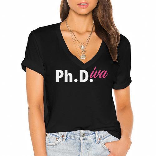 Ph Diva Women Dissertation Doctoral Degree Graduation PhD Women's Jersey Short Sleeve Deep V-Neck Tshirt				 - Best Gift Smart