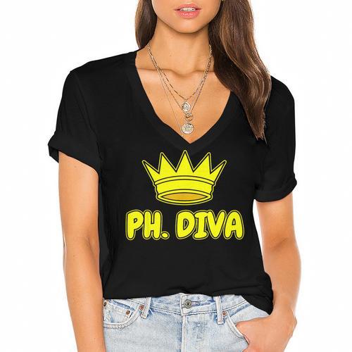 PhD Graduation Ph Diva t Shirt Phdiva Phd t Women's Jersey Short Sleeve Deep V-Neck Tshirt				 - Best Gift Smart