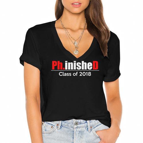 Phinished PhD Graduation T-Shirt For Men And Women Women's Jersey Short Sleeve Deep V-Neck Tshirt - Best Gift Smart