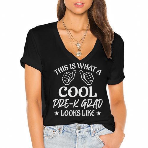 Pre-K Grad 2026 Preschool Prek Graduation Women's Jersey Short Sleeve Deep V-Neck Tshirt				 - Best Gift Smart
