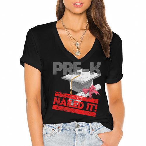 Pre-K Graduation Shirt Preschool Graduation T Shirt Women's Jersey Short Sleeve Deep V-Neck Tshirt				 - Best Gift Smart