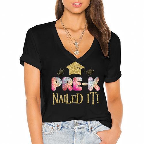 Pre K Graduation s Grad Shirt 2018 Women's Jersey Short Sleeve Deep V-Neck Tshirt - Best Gift Smart
