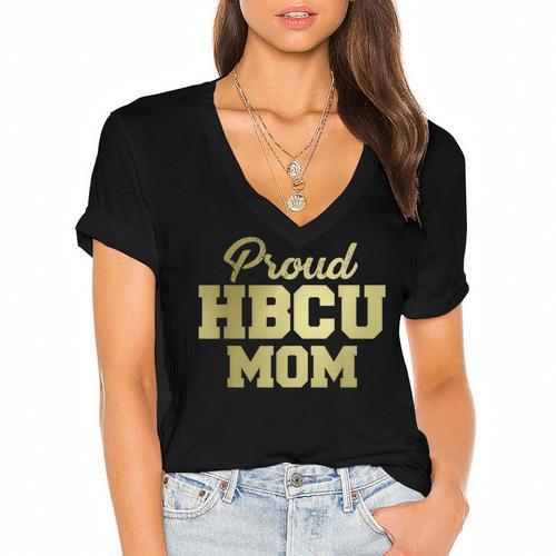 Proud HBCU Mom Graduation College Women's Jersey Short Sleeve Deep V-Neck Tshirt - Best Gift Smart
