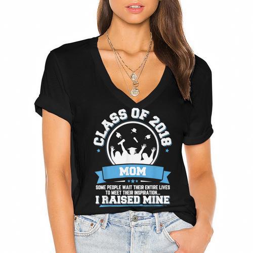 Proud Mom Of A Class Of 2018 Graduate TShirt Graduation Women's Jersey Short Sleeve Deep V-Neck Tshirt - Best Gift Smart