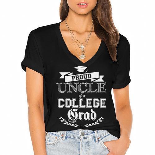 Proud Uncle Of a College Grad 2019 Family Graduation Shirt Women's Jersey Short Sleeve Deep V-Neck Tshirt				 - Best Gift Smart