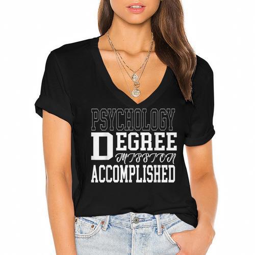 Psychology Degree For College Graduation Tee T-Shirt Women's Jersey Short Sleeve Deep V-Neck Tshirt				 - Best Gift Smart