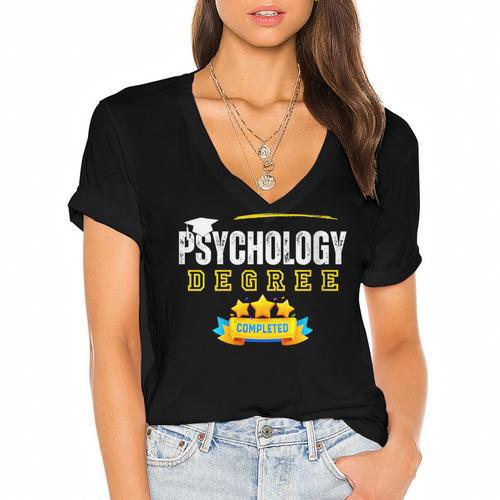 Psychology Degree Graduation Senior Celebration Grad Party Women's Jersey Short Sleeve Deep V-Neck Tshirt				 - Best Gift Smart