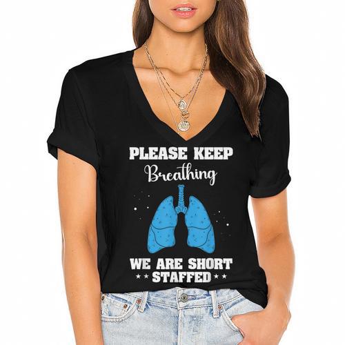 Respiratory Therapist Appreciation RT School Graduation Women's Jersey Short Sleeve Deep V-Neck Tshirt				 - Best Gift Smart