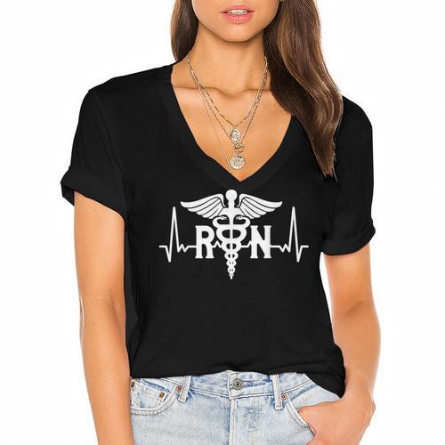 RN Nursing Registered Nurse Graduation Women's Jersey Short Sleeve Deep V-Neck Tshirt				 - Best Gift Smart