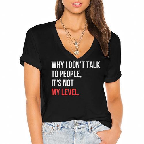 Sarcastic Introvert Attitude Quote Women's Jersey Short Sleeve Deep V-Neck Tshirt - Raresse
