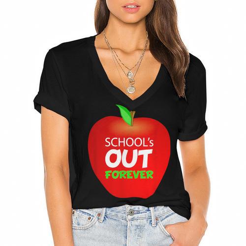 School Is Out Forever Graduation Humor Women's Jersey Short Sleeve Deep V-Neck Tshirt				 - Best Gift Smart
