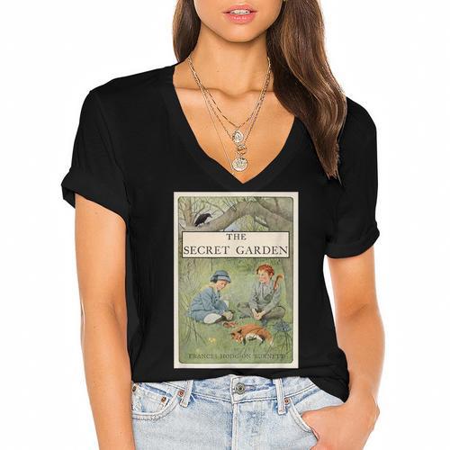 The Secret Garden Book Women's Jersey Short Sleeve Deep V-Neck Tshirt				 - Bookorys
