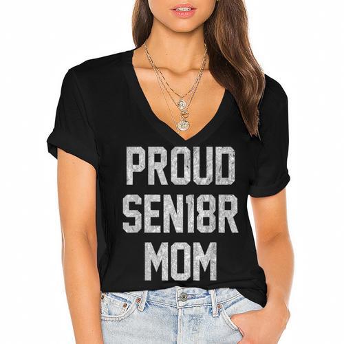 SEN18R Mom Shirt Senior Grad 2018 Graduation Party T-Shirt Women's Jersey Short Sleeve Deep V-Neck Tshirt				 - Best Gift Smart