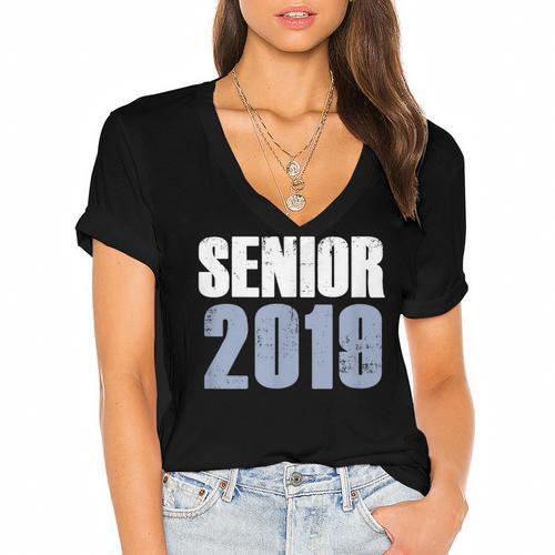 Senior 2019 Shirt Graduation Class Back To School Tee Women's Jersey Short Sleeve Deep V-Neck Tshirt				 - Best Gift Smart