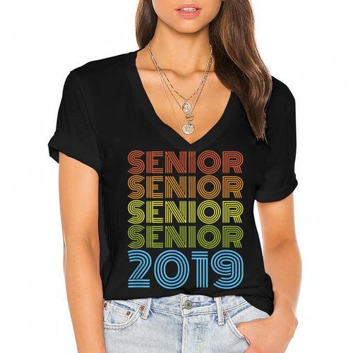 SENIOR CLASS 2019 T SHIRT High School Graduation Women's Jersey Short Sleeve Deep V-Neck Tshirt				 - Best Gift Smart