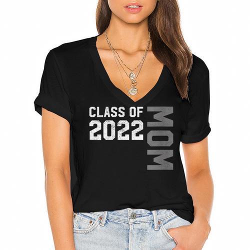Senior Class Of 2022 Mom Graduation Women's Jersey Short Sleeve Deep V-Neck Tshirt				 - Best Gift Smart