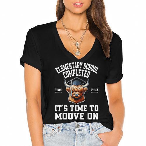 Senior Class Of 2024 Elementary School Graduation Women's Jersey Short Sleeve Deep V-Neck Tshirt				 - Best Gift Smart
